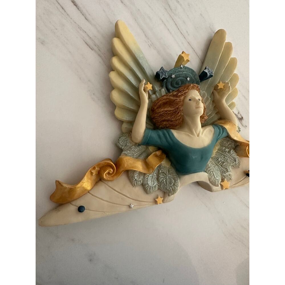 VTG 1998 Penni Jo UDC Angel Wall Plaque 11" Wall Art Stars Wings Fantasy Decor - Picture 7 of 10